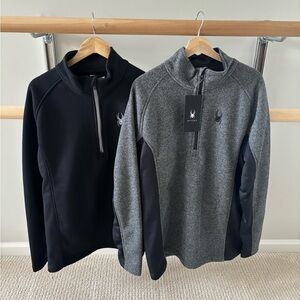 Set of two Spyder Quarter Zip Fleece Pullovers - Black and Gray